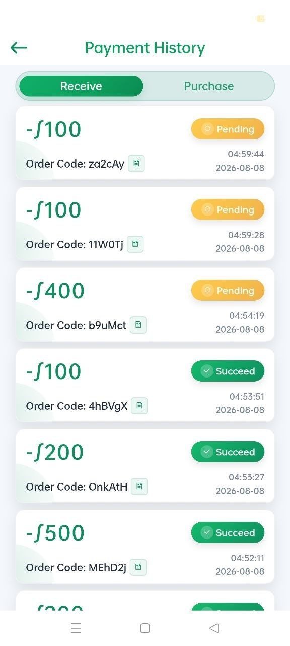 WY Wallet transactions